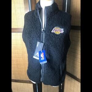 Los Angeles Lakers Antigua Womens Black Official NBA Sherpa Vest Medium NWT